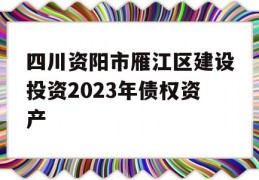 四川资阳市雁江区建设投资2023年债权资产