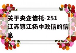 关于央企信托-251江苏镇江扬中政信的信息