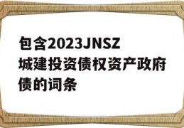 包含2023JNSZ城建投资债权资产政府债的词条