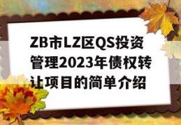 ZB市LZ区QS投资管理2023年债权转让项目的简单介绍