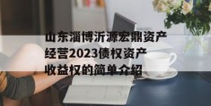山东淄博沂源宏鼎资产经营2023债权资产收益权的简单介绍