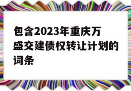 包含2023年重庆万盛交建债权转让计划的词条