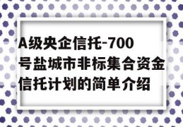 A级央企信托-700号盐城市非标集合资金信托计划的简单介绍