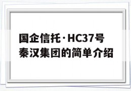 国企信托·HC37号秦汉集团的简单介绍