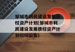 邹城市利民建设发展债权资产计划(邹城市利民建设发展债权资产计划招标公告)