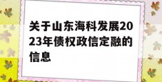 关于山东海科发展2023年债权政信定融的信息