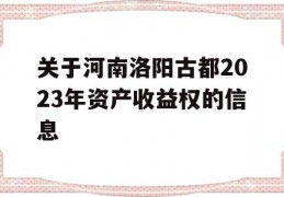 关于河南洛阳古都2023年资产收益权的信息