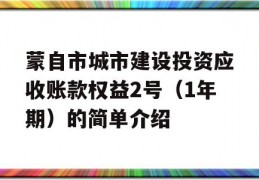 蒙自市城市建设投资应收账款权益2号（1年期）的简单介绍