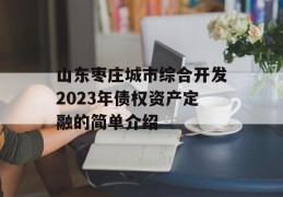 山东枣庄城市综合开发2023年债权资产定融的简单介绍