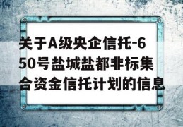 关于A级央企信托-650号盐城盐都非标集合资金信托计划的信息