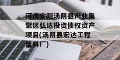 河南安阳汤阴县产业集聚区弘达投资债权资产项目(汤阴县宏达工程塑料厂)