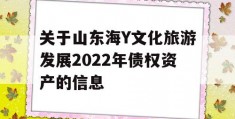 关于山东海Y文化旅游发展2022年债权资产的信息