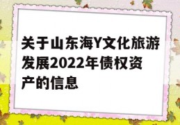 关于山东海Y文化旅游发展2022年债权资产的信息