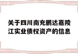 关于四川南充鹏达嘉陵江实业债权资产的信息