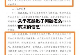 关于定融出了问题怎么解决的信息