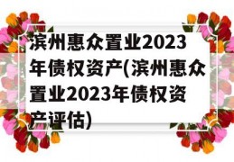 滨州惠众置业2023年债权资产(滨州惠众置业2023年债权资产评估)