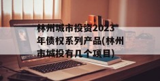 林州城市投资2023年债权系列产品(林州市城投有几个项目)