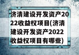 济清建设开发资产2022收益权项目(济清建设开发资产2022收益权项目有哪些)