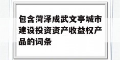 包含菏泽成武文亭城市建设投资资产收益权产品的词条