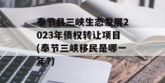 奉节县三峡生态发展2023年债权转让项目(奉节三峡移民是哪一年?)