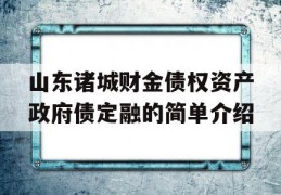 山东诸城财金债权资产政府债定融的简单介绍