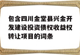 包含四川金堂县兴金开发建设投资债权收益权转让项目的词条