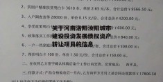 关于河南洛阳汝阳城市建设投资发展债权资产转让项目的信息