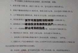 关于河南洛阳汝阳城市建设投资发展债权资产转让项目的信息