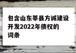 包含山东莘县方诚建设开发2022年债权的词条