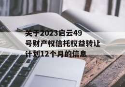 关于2023启云49号财产权信托权益转让计划12个月的信息