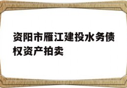 资阳市雁江建投水务债权资产拍卖