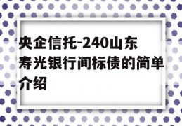 央企信托-240山东寿光银行间标债的简单介绍