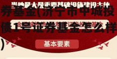 济宁市中城投债1号证券基金(济宁市中城投债1号证券基金怎么样)