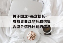 关于国企+央企信托-成都青白江非标政信集合资金信托计划的信息