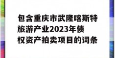 包含重庆市武隆喀斯特旅游产业2023年债权资产拍卖项目的词条