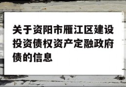 关于资阳市雁江区建设投资债权资产定融政府债的信息