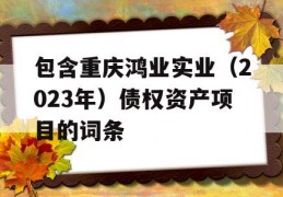 包含重庆鸿业实业（2023年）债权资产项目的词条