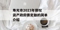 寿光市2023年债权资产政府债定融的简单介绍