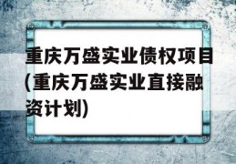 重庆万盛实业债权项目(重庆万盛实业直接融资计划)