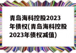 青岛海科控股2023年债权(青岛海科控股2023年债权减值)