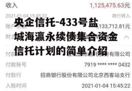 央企信托-433号盐城海瀛永续债集合资金信托计划的简单介绍