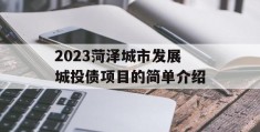 2023菏泽城市发展城投债项目的简单介绍