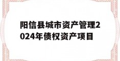 阳信县城市资产管理2024年债权资产项目