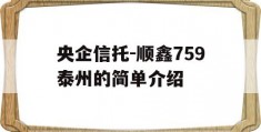 央企信托-顺鑫759泰州的简单介绍