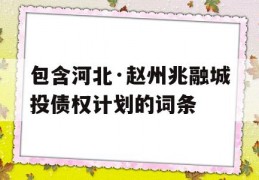 包含河北·赵州兆融城投债权计划的词条