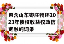 包含山东枣庄物环2023年债权收益权政信定融的词条