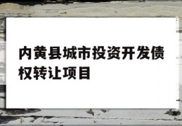 内黄县城市投资开发债权转让项目