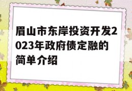 眉山市东岸投资开发2023年政府债定融的简单介绍