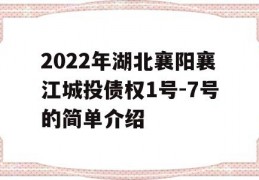 2022年湖北襄阳襄江城投债权1号-7号的简单介绍