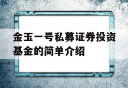 金玉一号私募证券投资基金的简单介绍